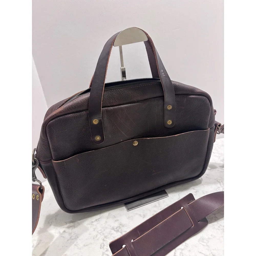 Go Forth Goods Martin Leather Briefcase Dark Brown Handmade Laptop Messenger Bag
